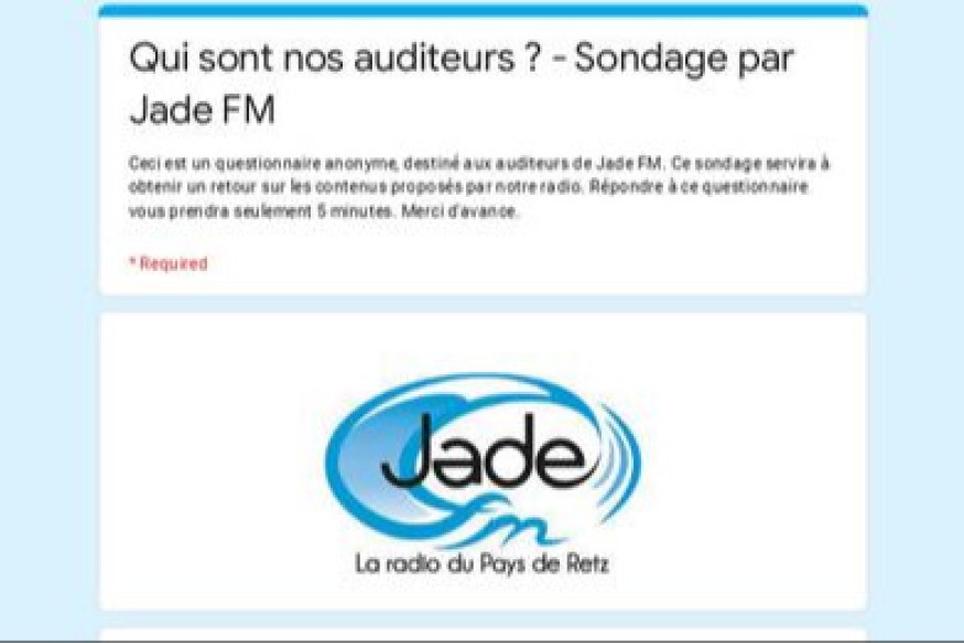 Sondage pour les auditeurs de Jade FM - Qui êtes-vous ?